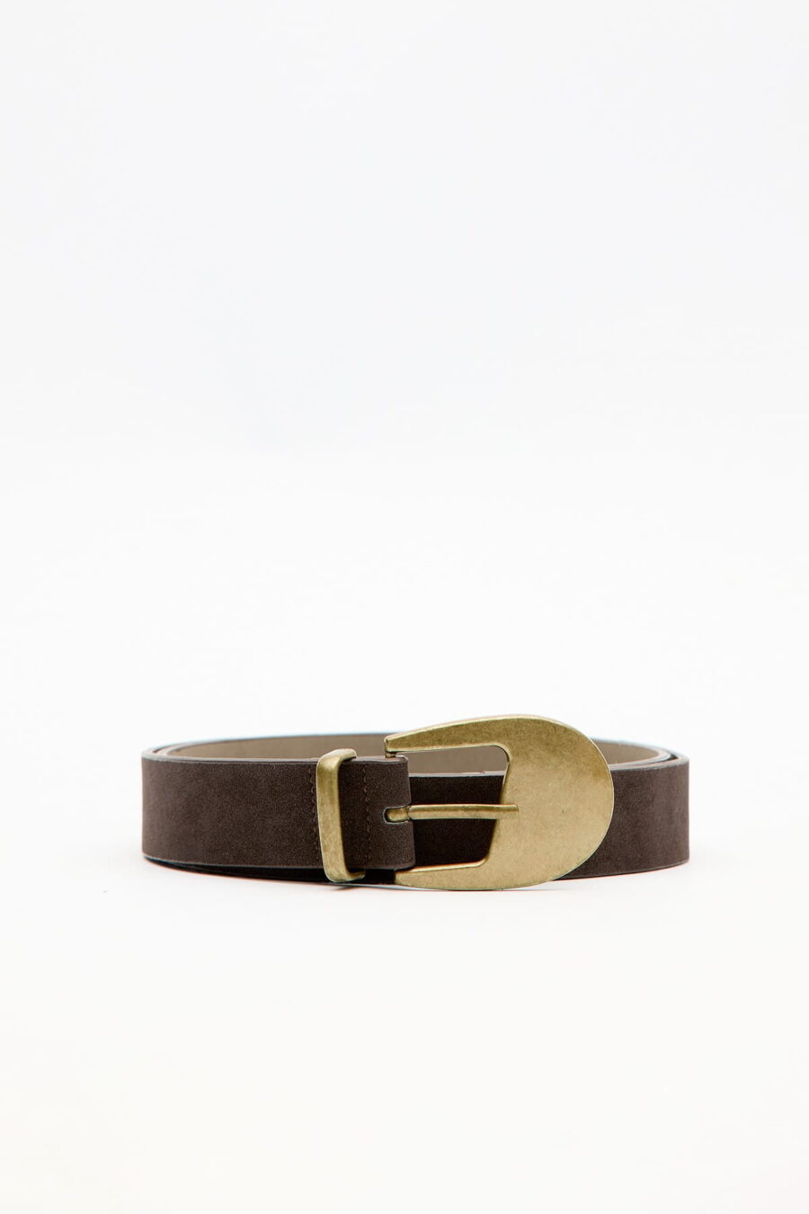 Antique buckle thin belt brown