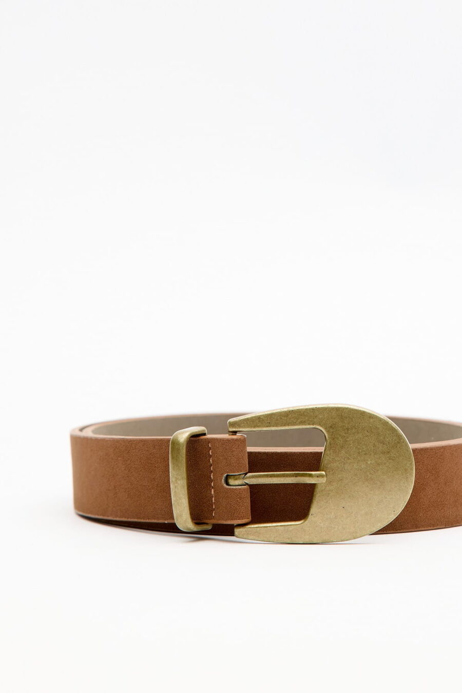 Antique buckle thin belt camel