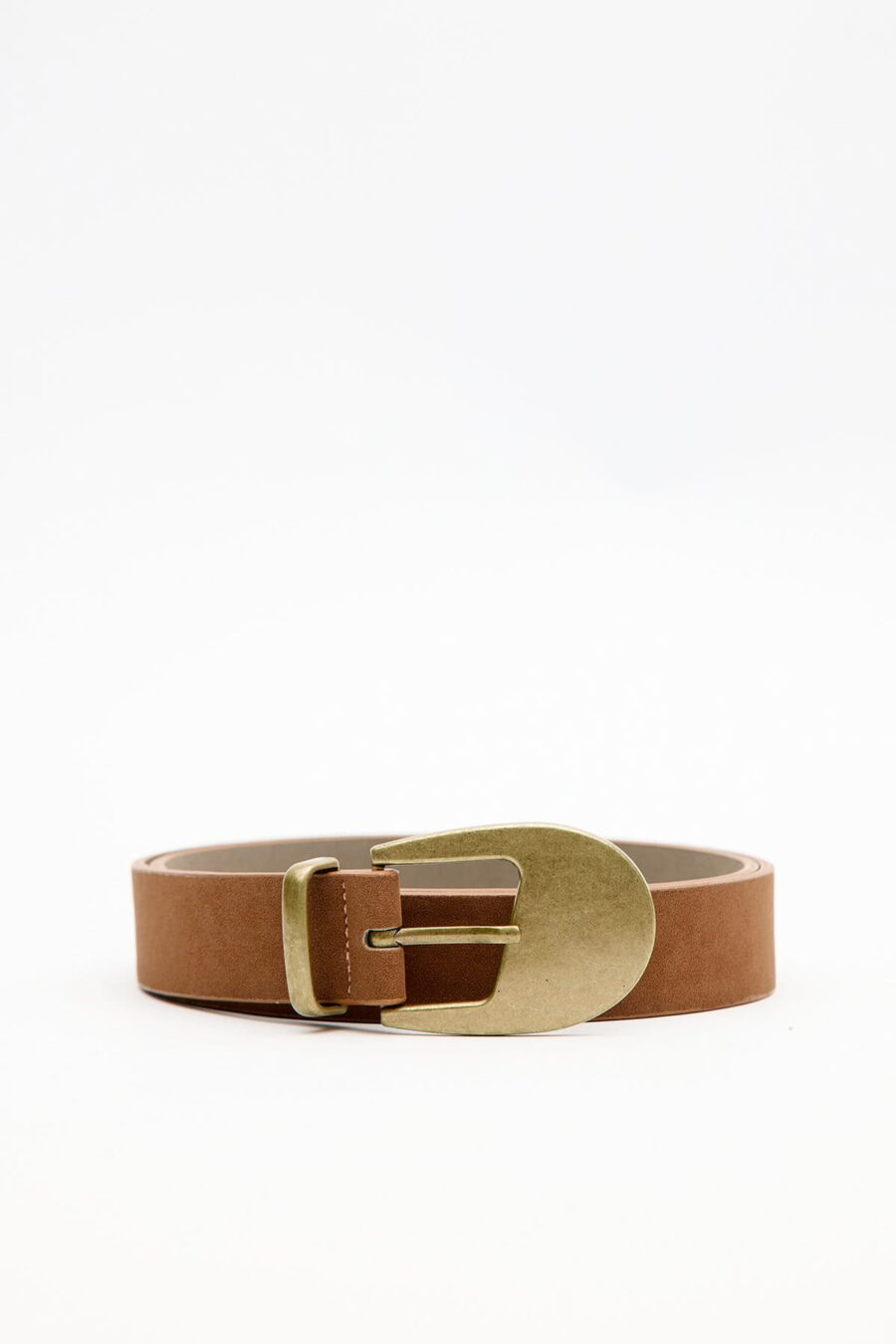 Antique buckle thin belt camel