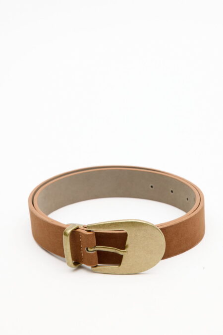 Antique buckle thin belt camel