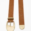 Antique buckle thin belt camel
