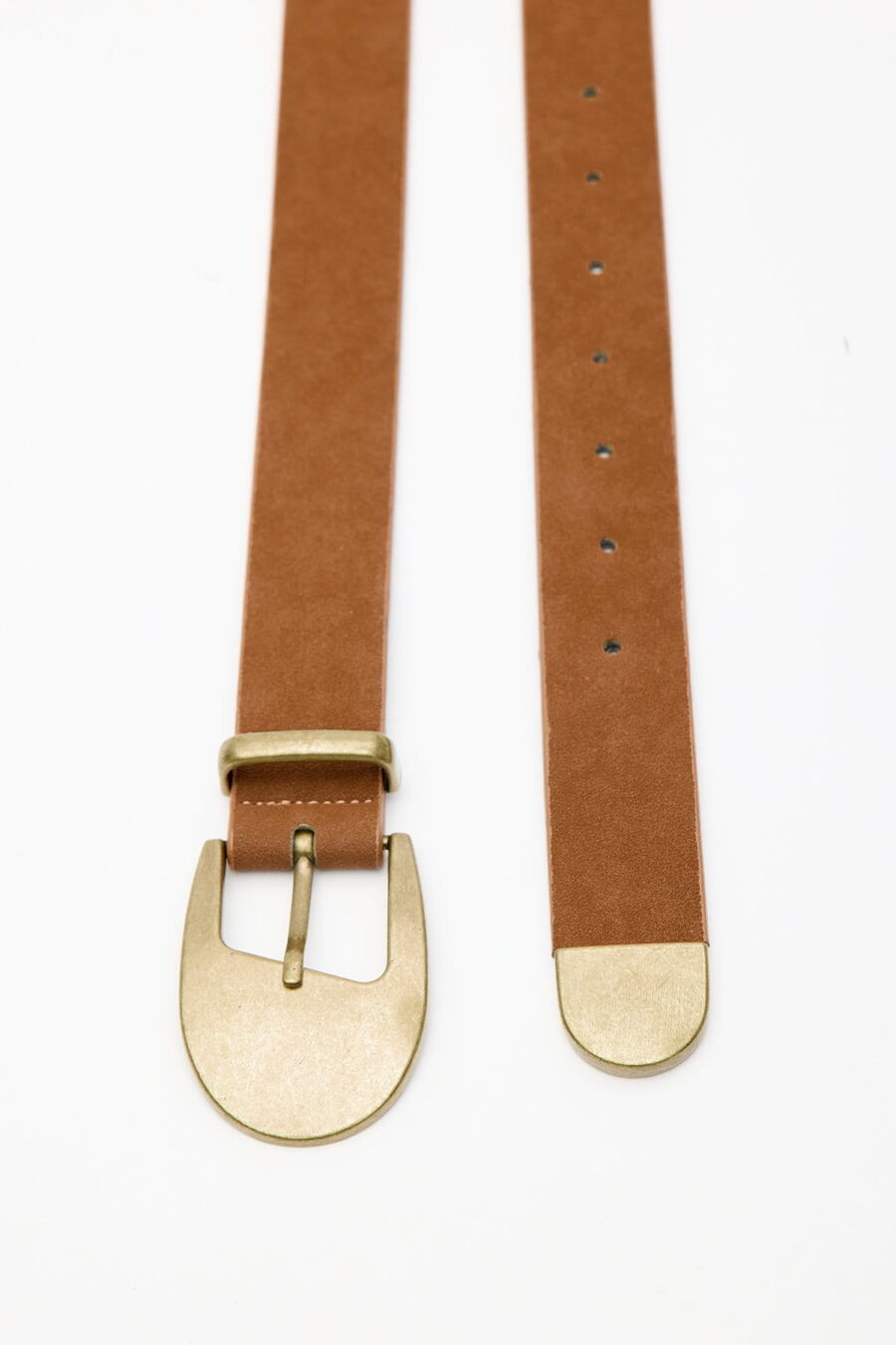Antique buckle thin belt camel
