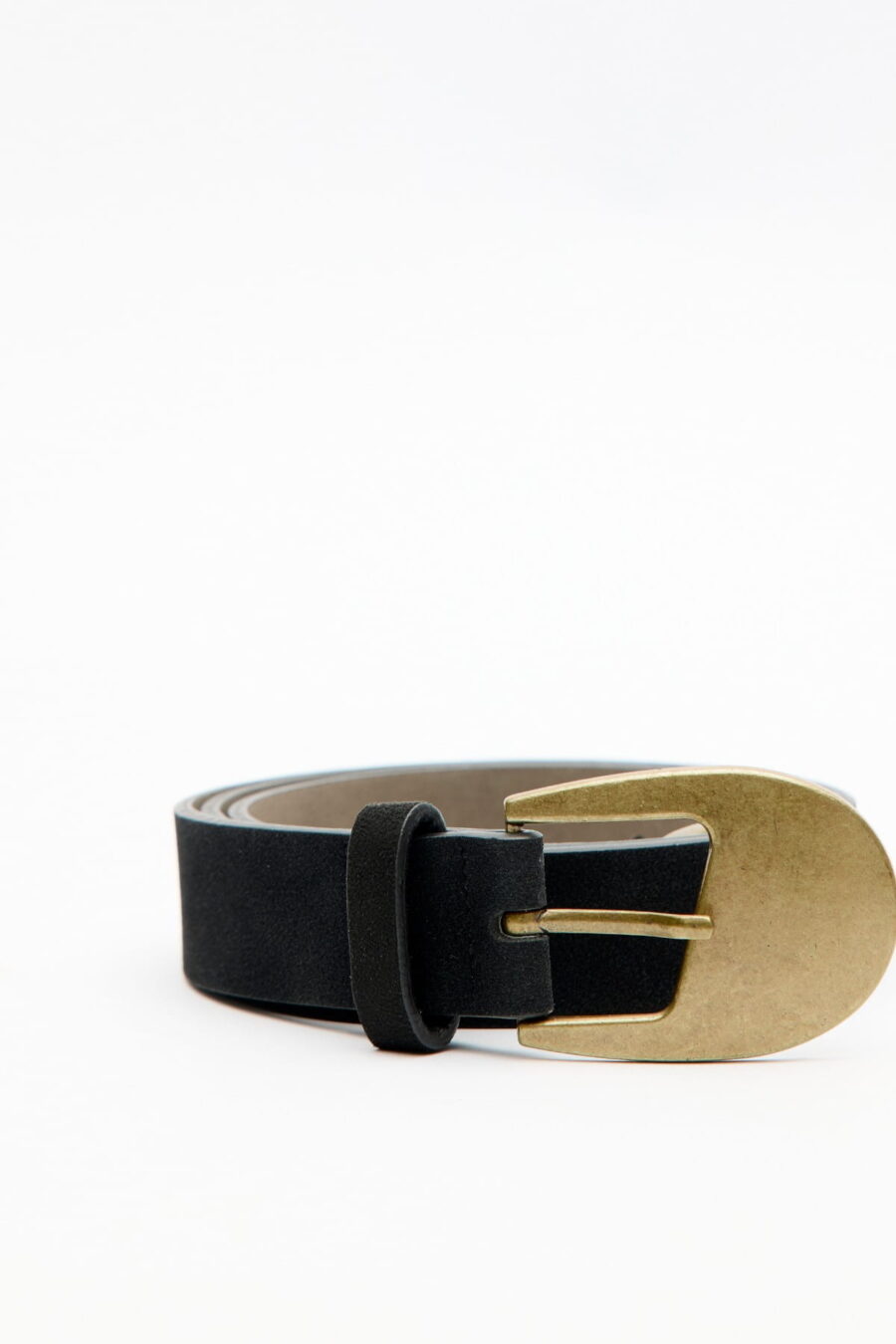 Antique buckle thin belt black