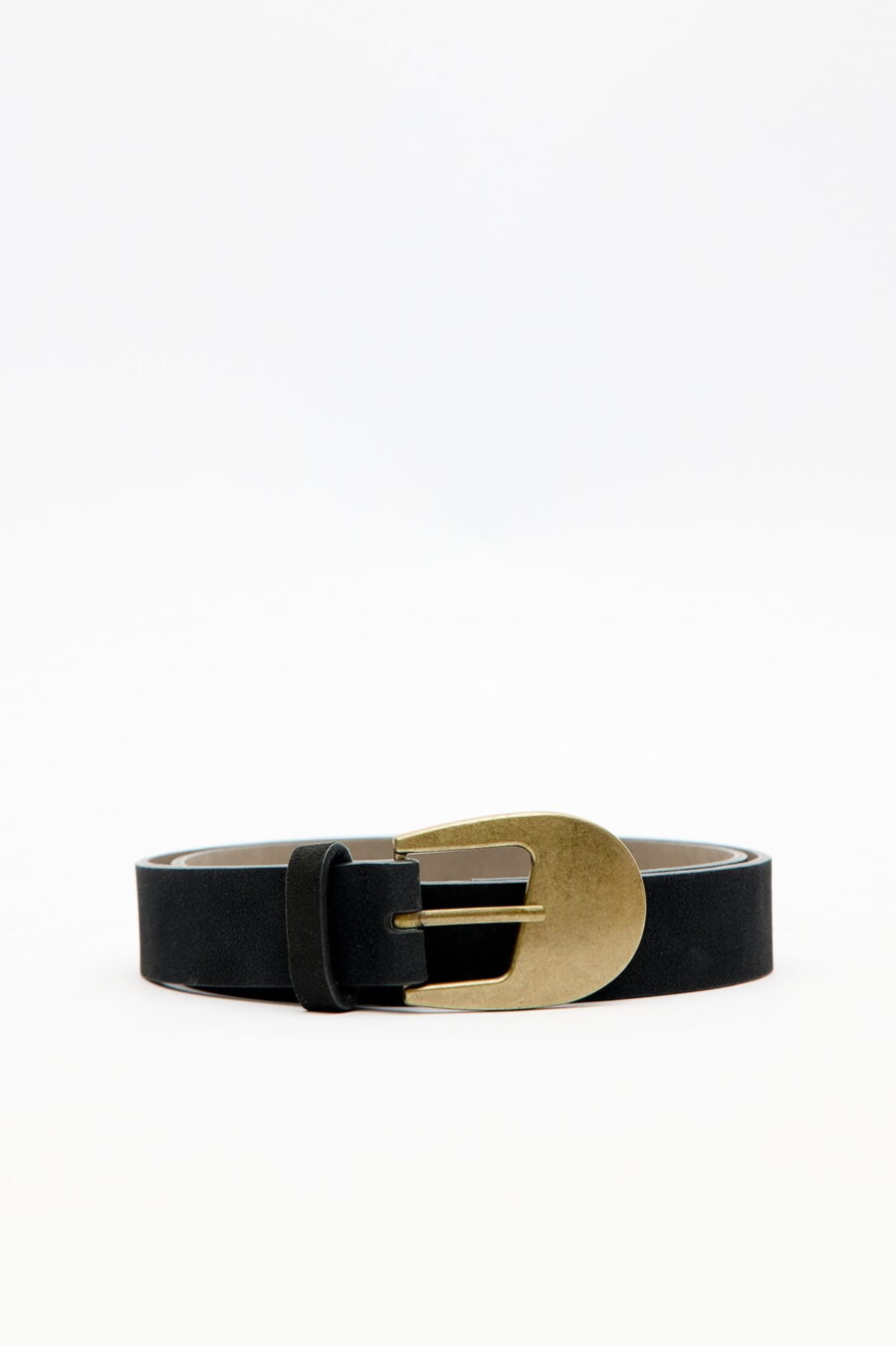 Antique buckle thin belt black