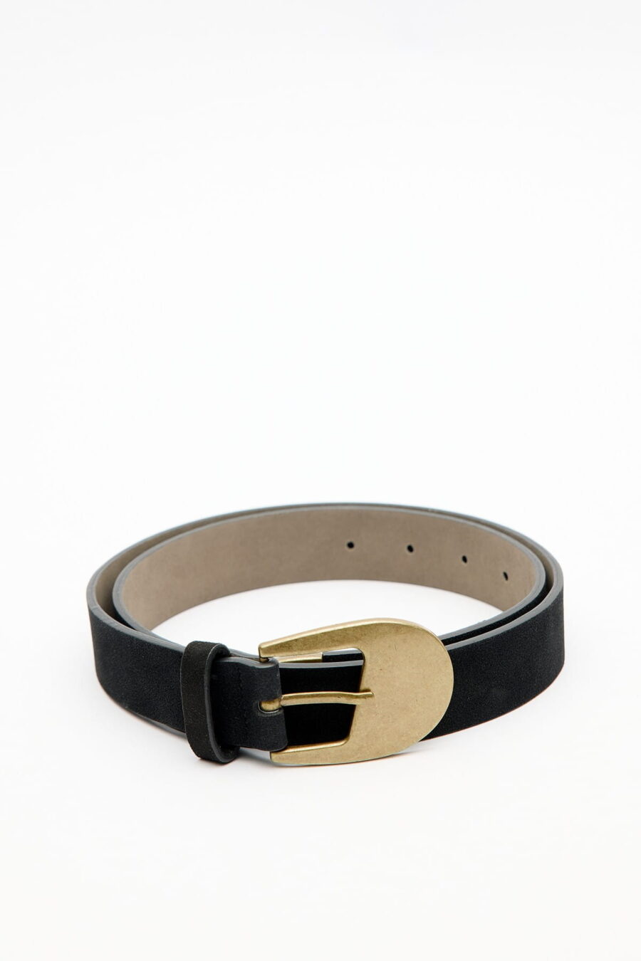 Antique buckle thin belt black