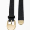 Antique buckle thin belt black