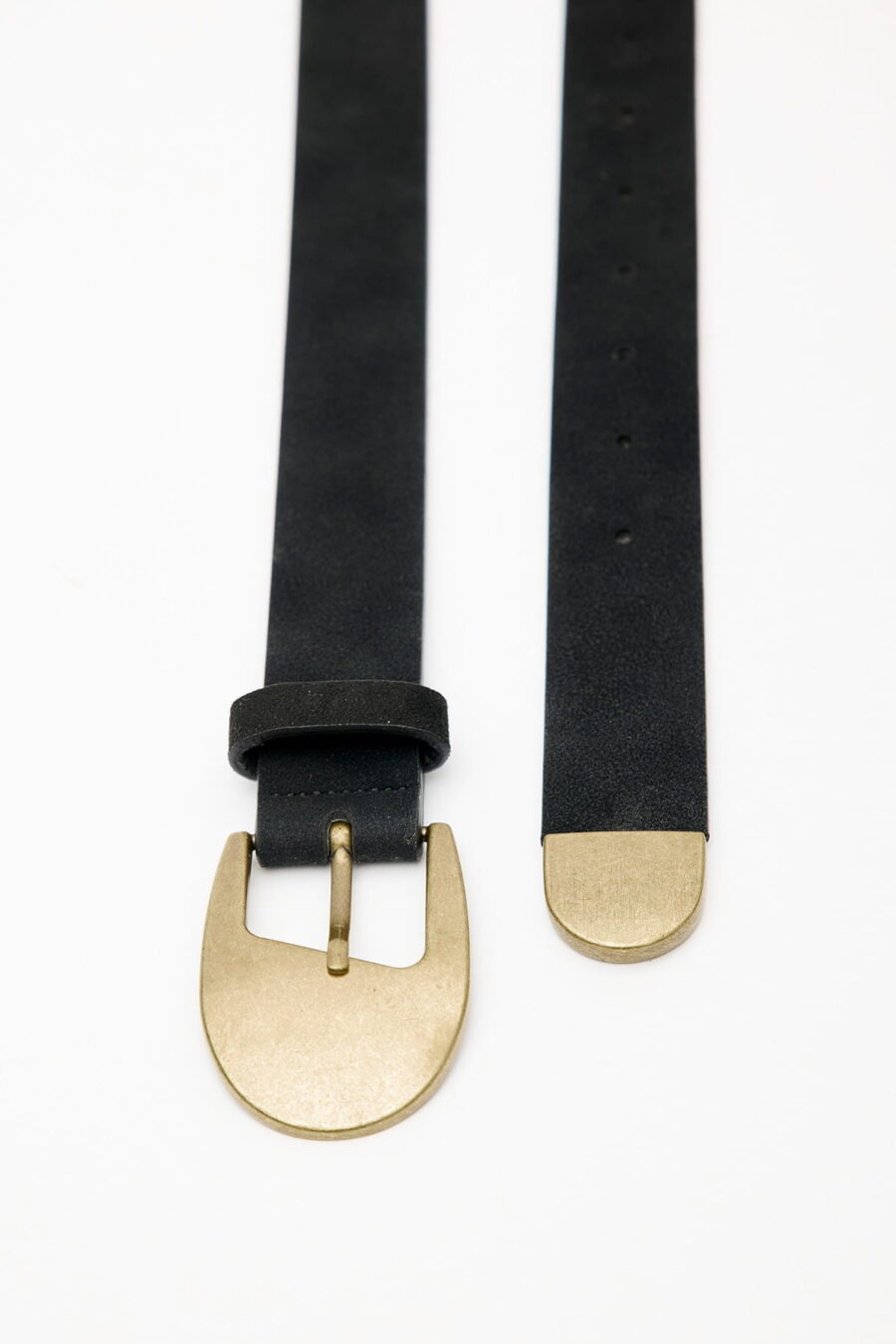 Antique buckle thin belt black