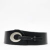 Wide buckle waist belt black