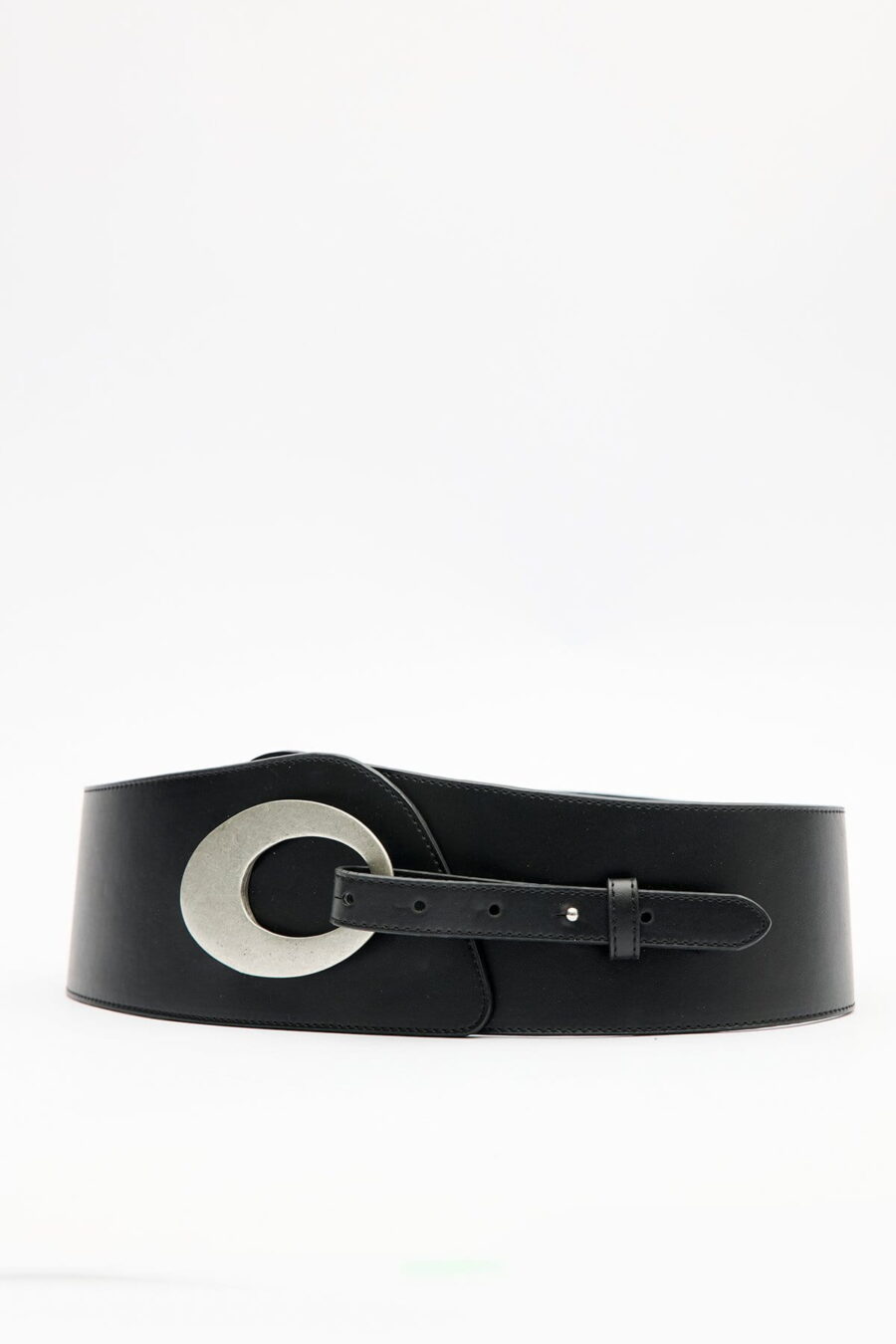 Wide buckle waist belt black