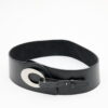 Wide buckle waist belt black
