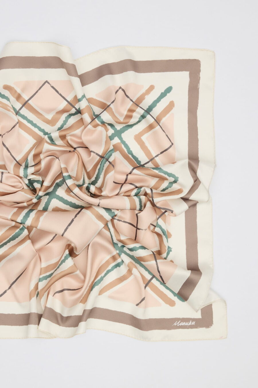 Patterned medium-length satin scarf leya