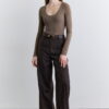 Mink classic pleated fabric trousers