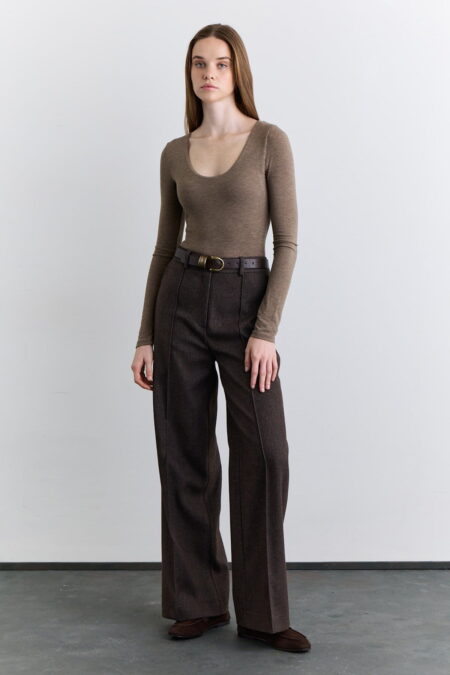 Mink classic pleated fabric trousers