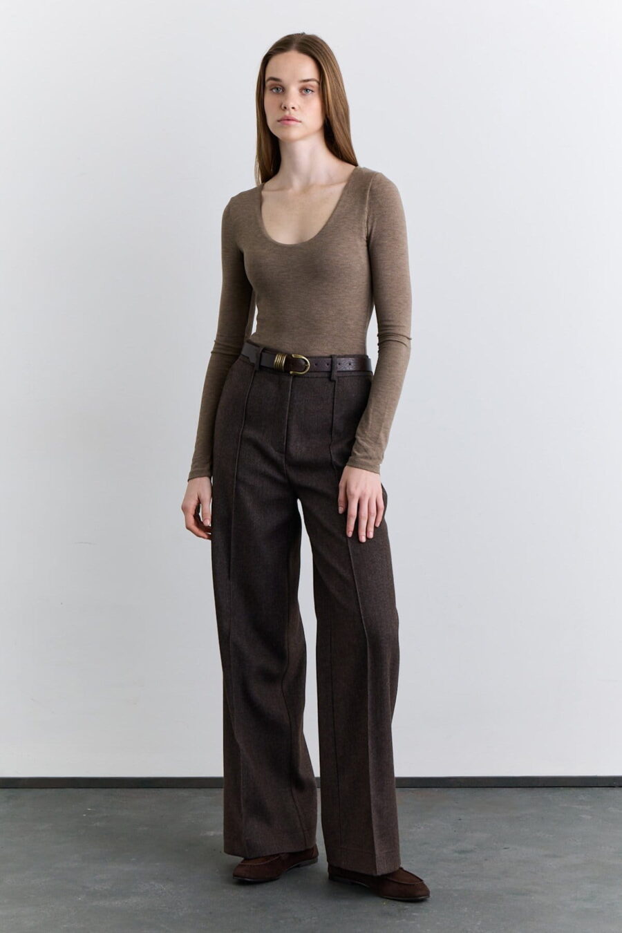 Mink classic pleated fabric trousers
