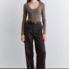Mink classic pleated fabric trousers