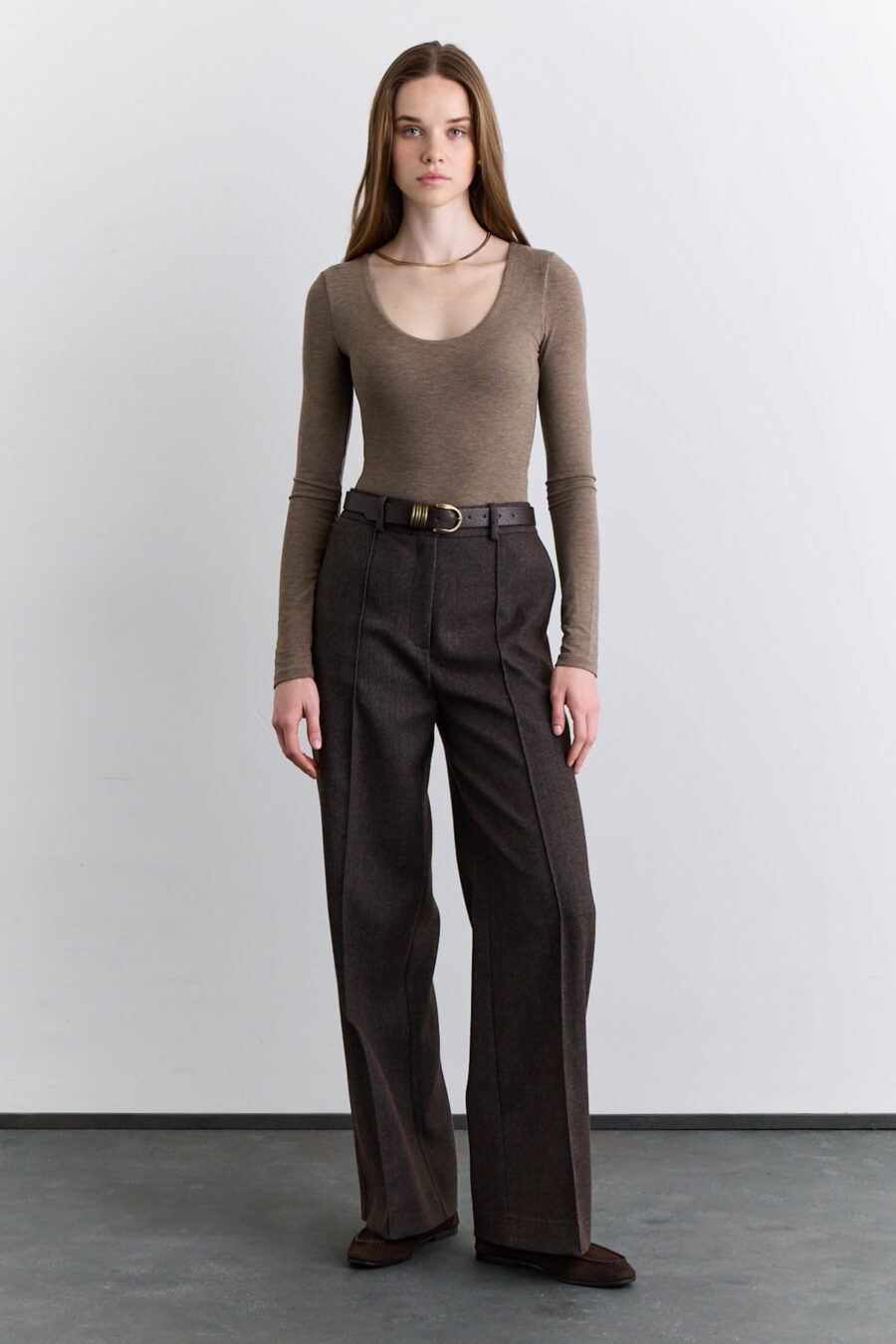 Mink classic pleated fabric trousers