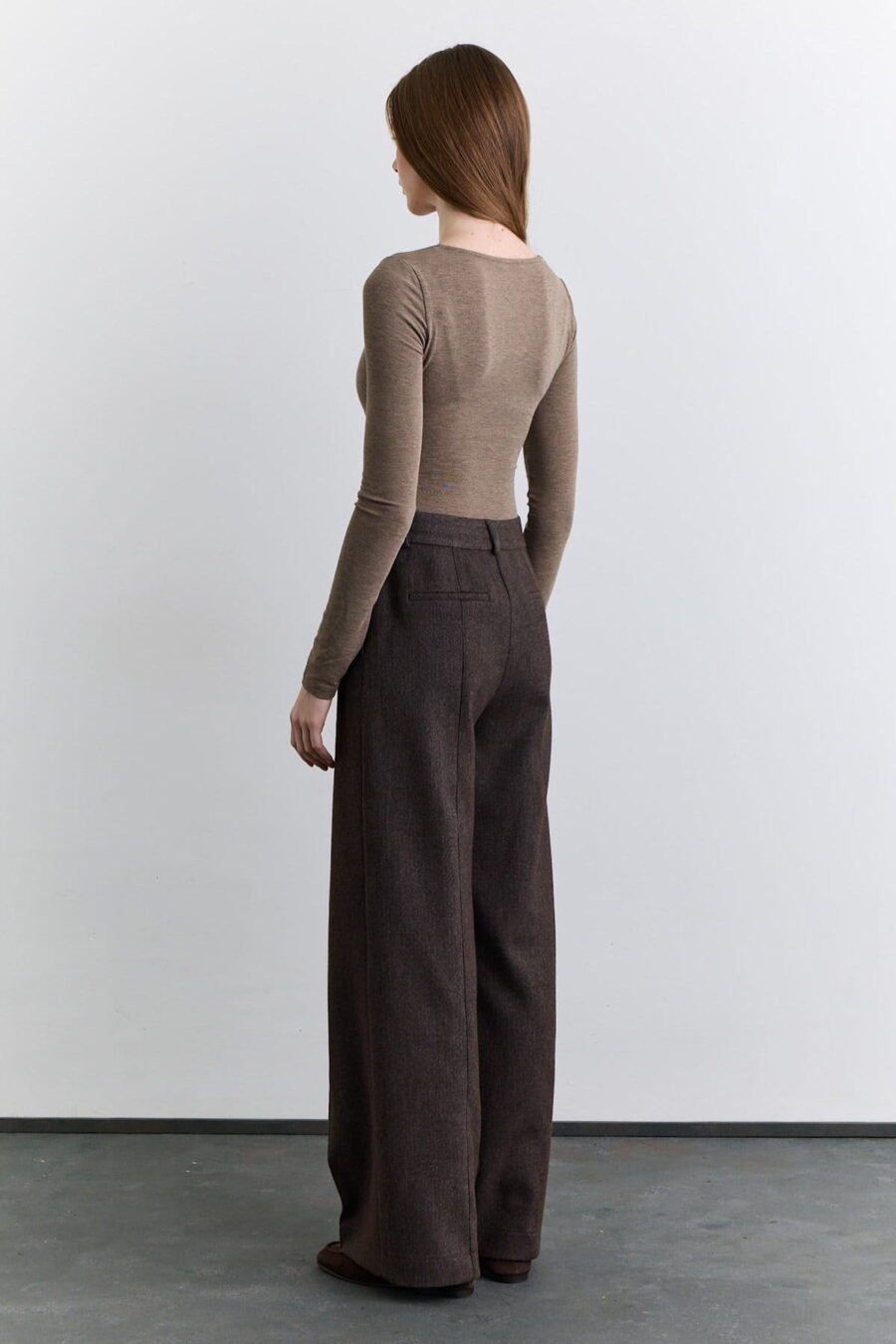 Mink classic pleated fabric trousers
