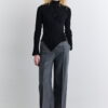Grey classic pleated fabric trousers