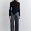Grey classic pleated fabric trousers