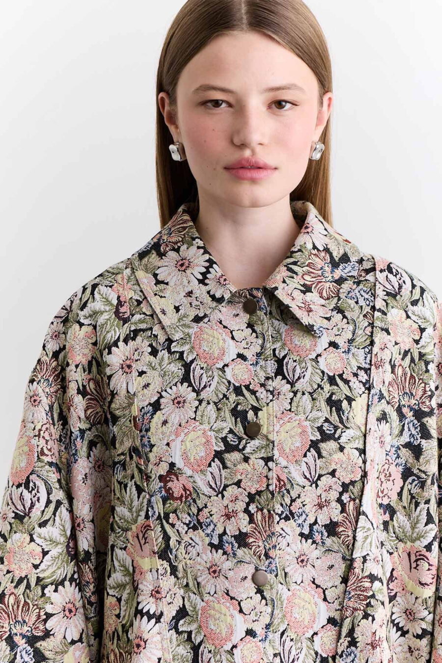 Jacquard print design jacket powder