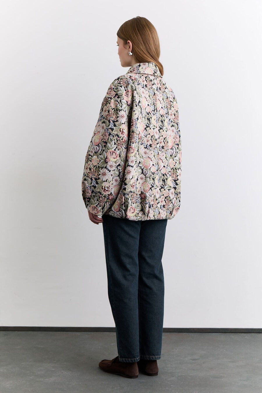 Jacquard print design jacket powder