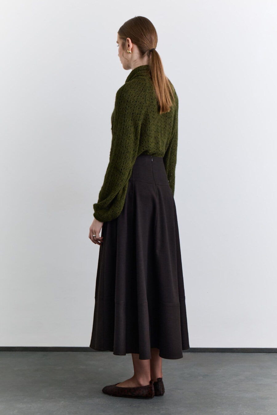 Wide skirt brown with cup detail