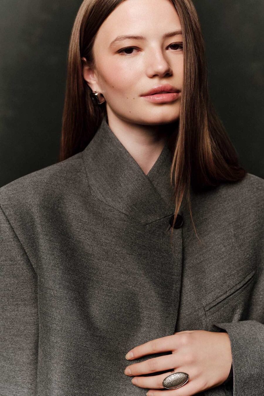 Grey high-neck jacket