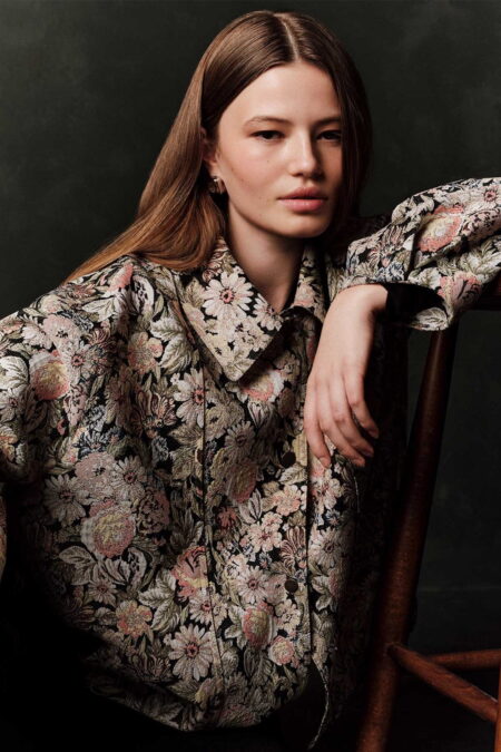 Jacquard print design jacket powder