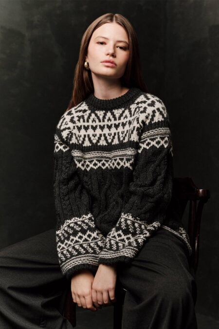 Grey nordic pattern knit sweater