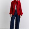 Soft textured buttoned cardigan red