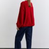 Soft textured buttoned cardigan red