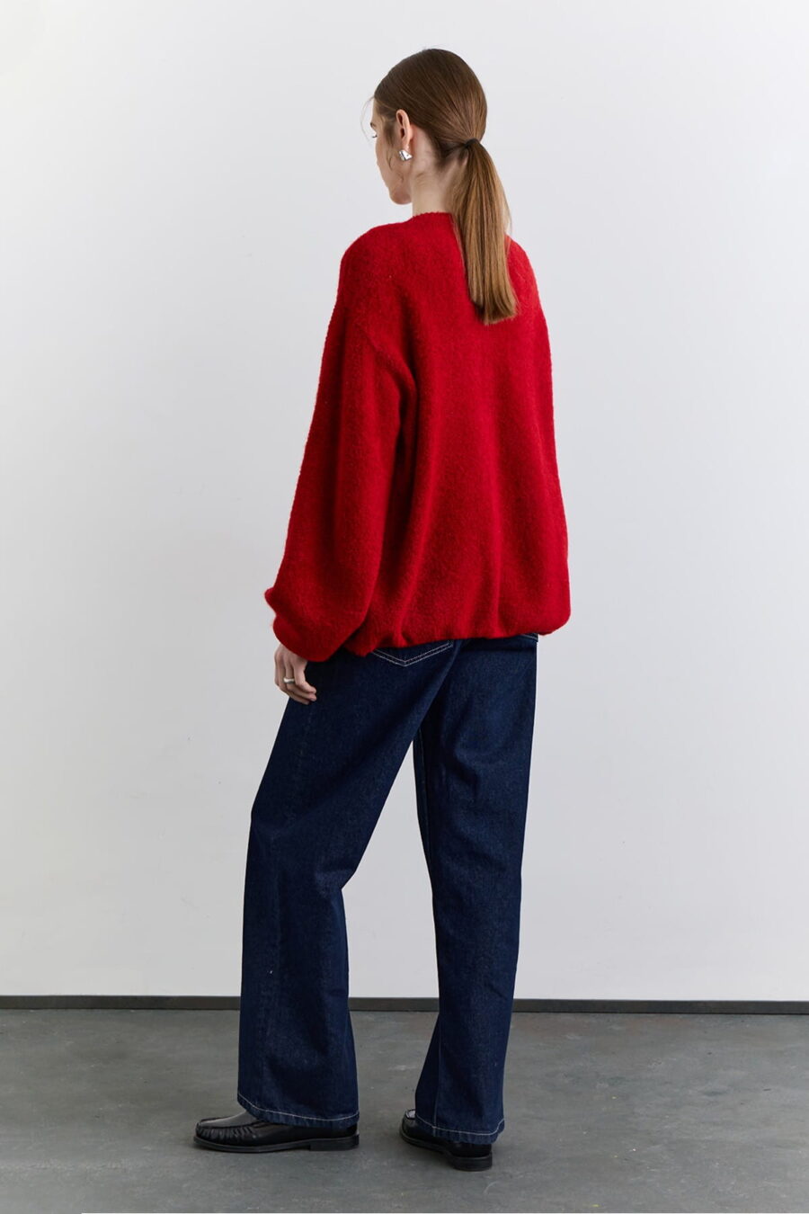 Soft textured buttoned cardigan red