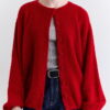 Soft textured buttoned cardigan red