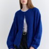 Soft textured buttoned cardigan blue