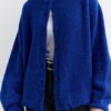 Soft textured buttoned cardigan blue