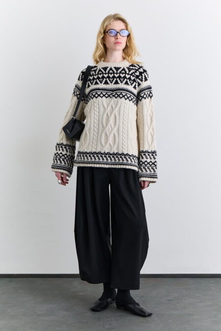Ecru nordic pattern knit sweater
