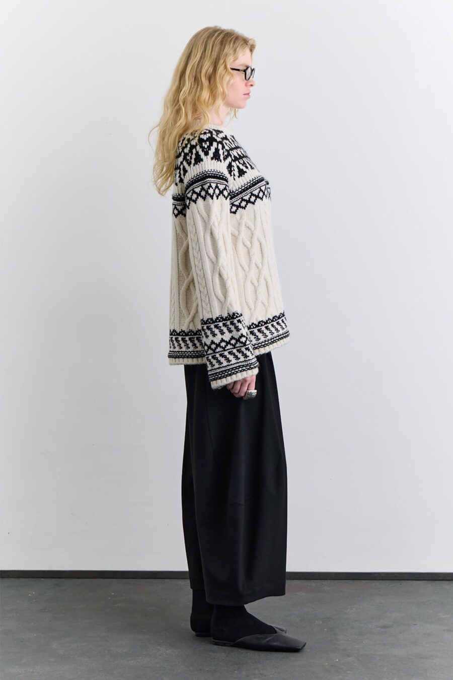 Ecru nordic pattern knit sweater