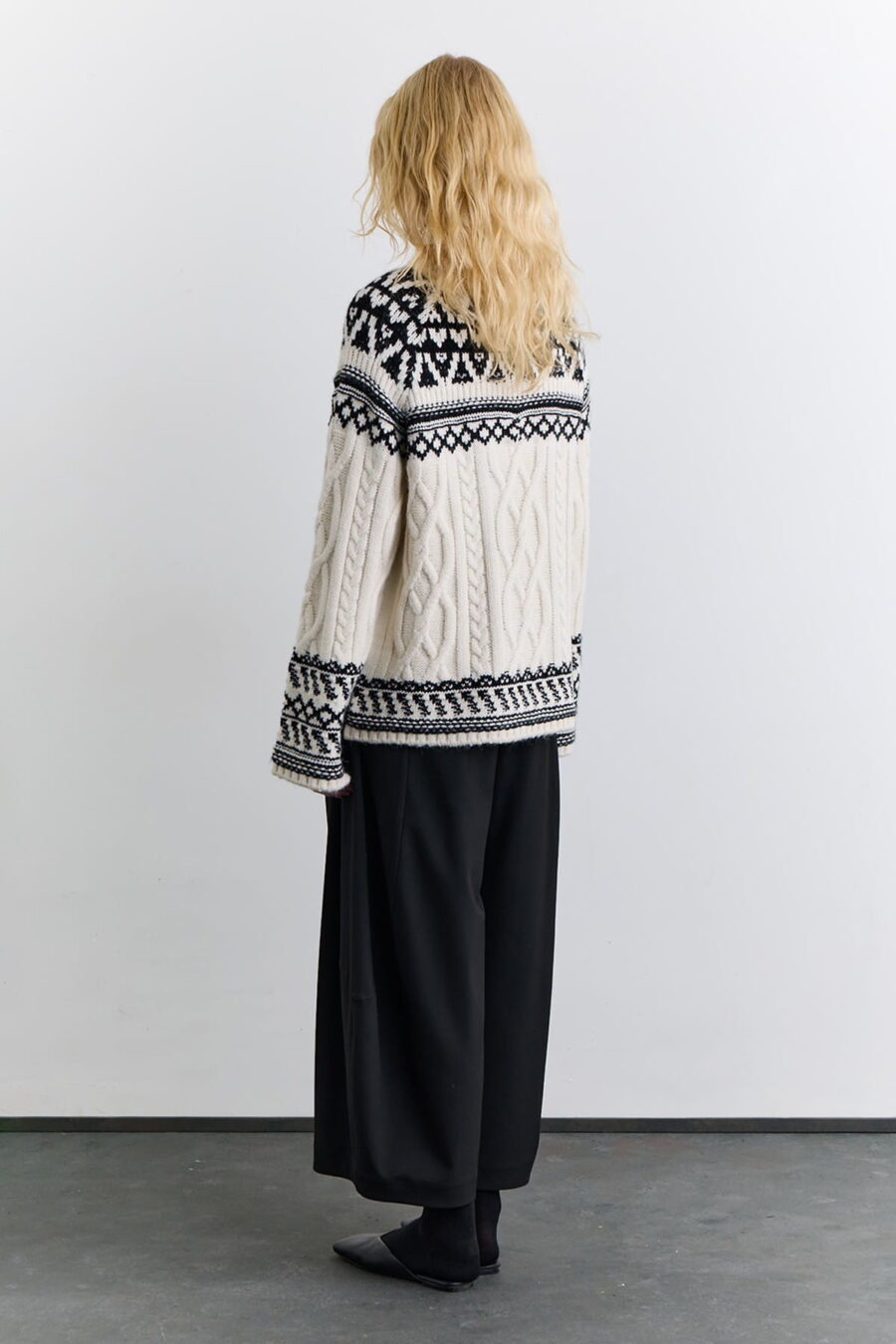 Ecru nordic pattern knit sweater
