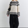 Ecru nordic pattern knit sweater