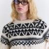 Ecru nordic pattern knit sweater