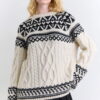 Ecru nordic pattern knit sweater