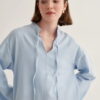 Blue organic cotton v-neck blouse