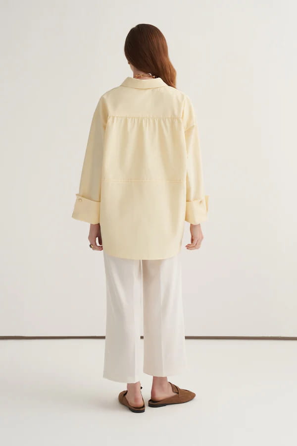 Butter yellow oversized button-detail shirt