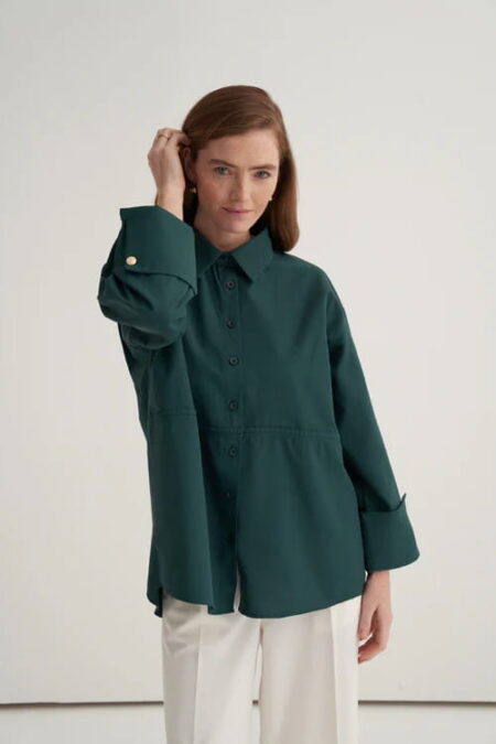 Emerald oversized button-detail shirt