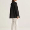 Black collared poplin blouse