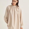 Beige collared poplin blouse