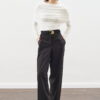 Black long-leg straight trousers
