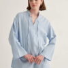 Blue organic cotton v-neck blouse