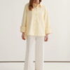 Butter yellow oversized button-detail shirt