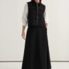 Black gabardine vest skirt suit
